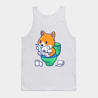 Cute dog poop and read cartoon Tank Top